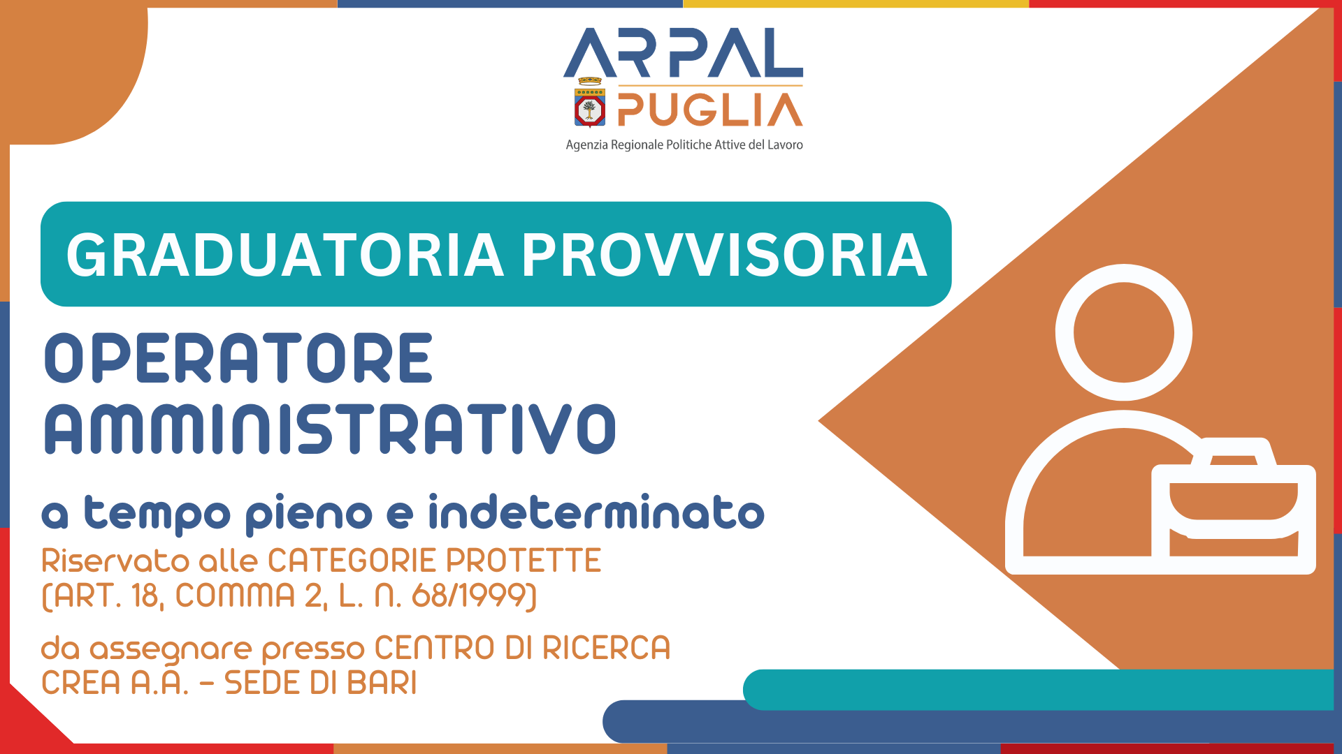 APPROVAZIONE GRADUATORIA PROVVISORIA PER AVVIAMENTO NUMERICO EX ART 18 L 68/99 DI UNA UNITÀ LAVORATIVA